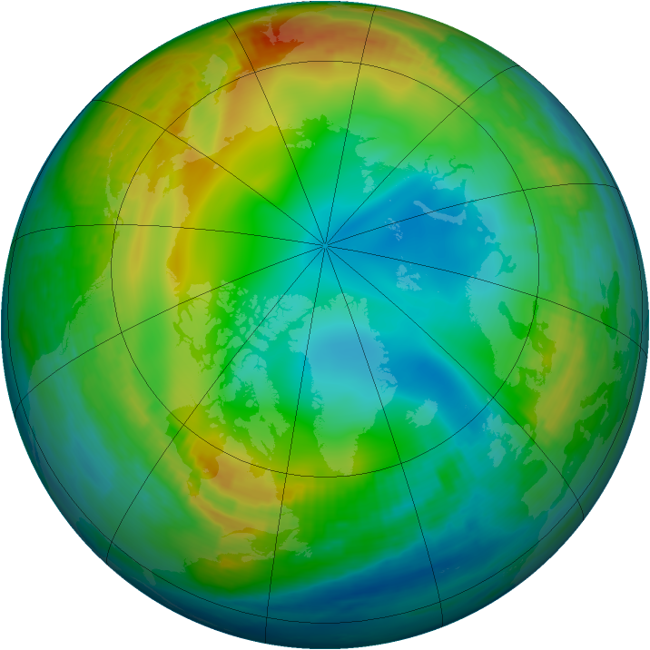 Arctic ozone map for 29 December 1999